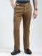 Men Khaki Solid Slim Fit Trouser