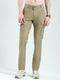 Men Khaki Solid Slim Fit Cargo