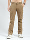 Men Khaki Solid Slim Fit Cargo
