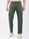Men Olive Self Design Regular Fit Trouser