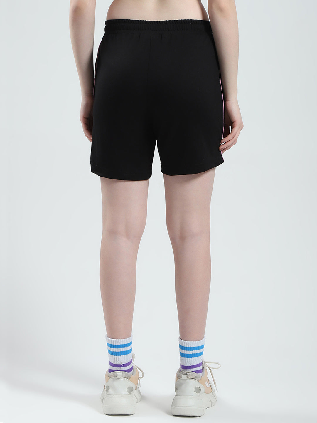 Women Black Solid Regular Fit Short