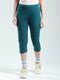 Women Teal Blue Solid Regular Fit Capri