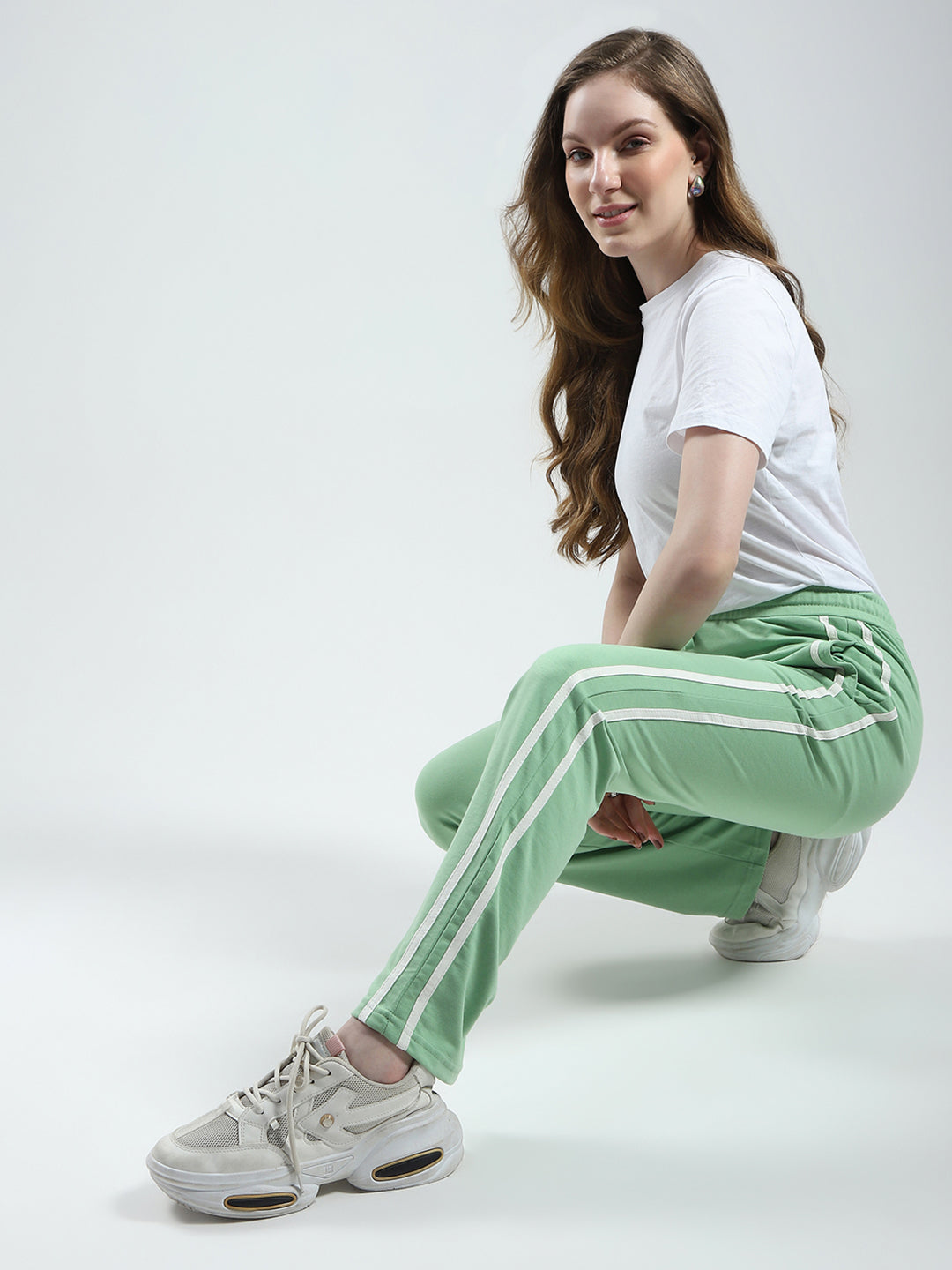 Women Green Solid Regular Fit Lower