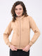Women Khaki Solid Hooded Full Sleeve Sweatshirt
