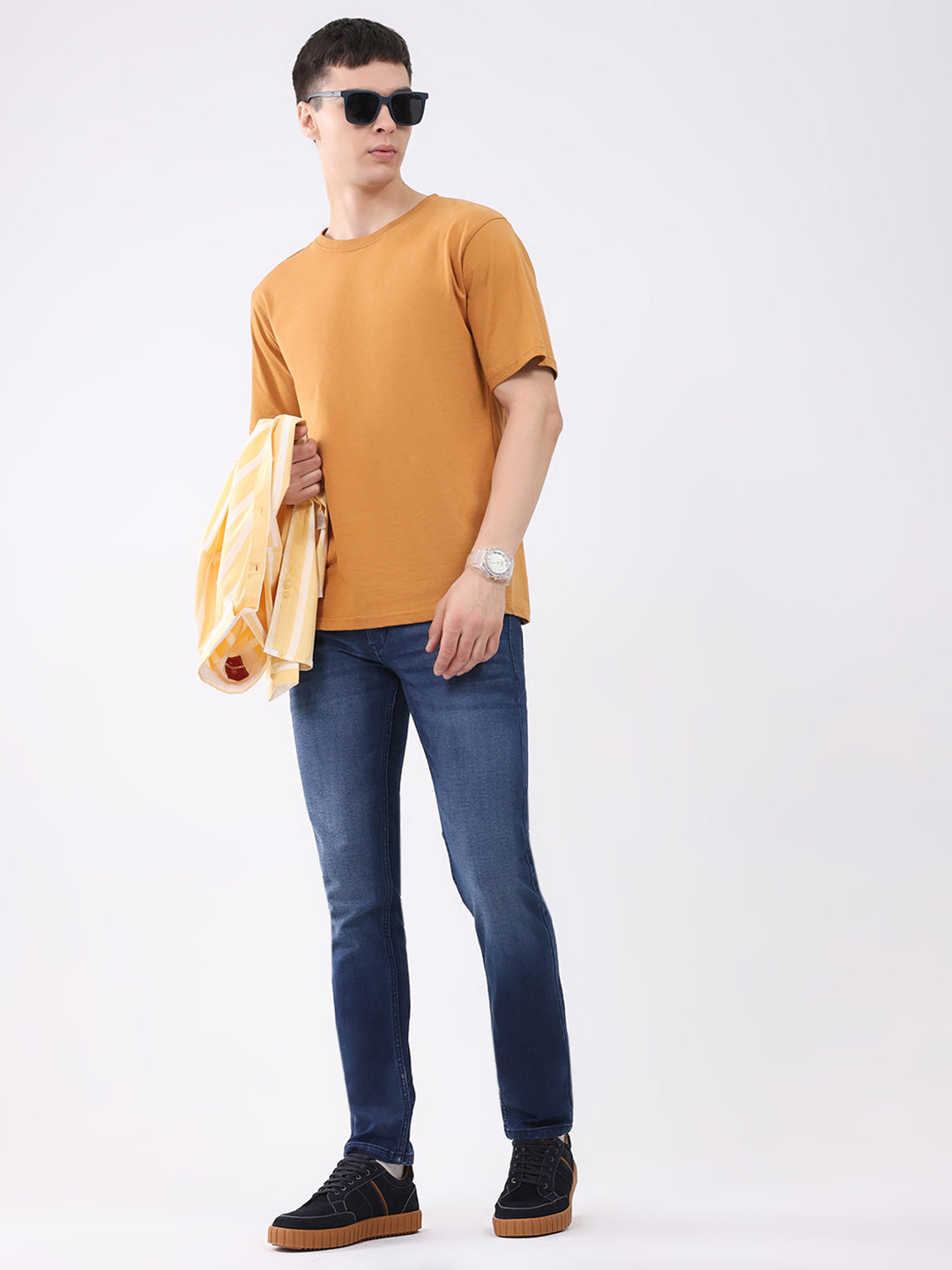 Men Blue Solid Skinny Fit Denim