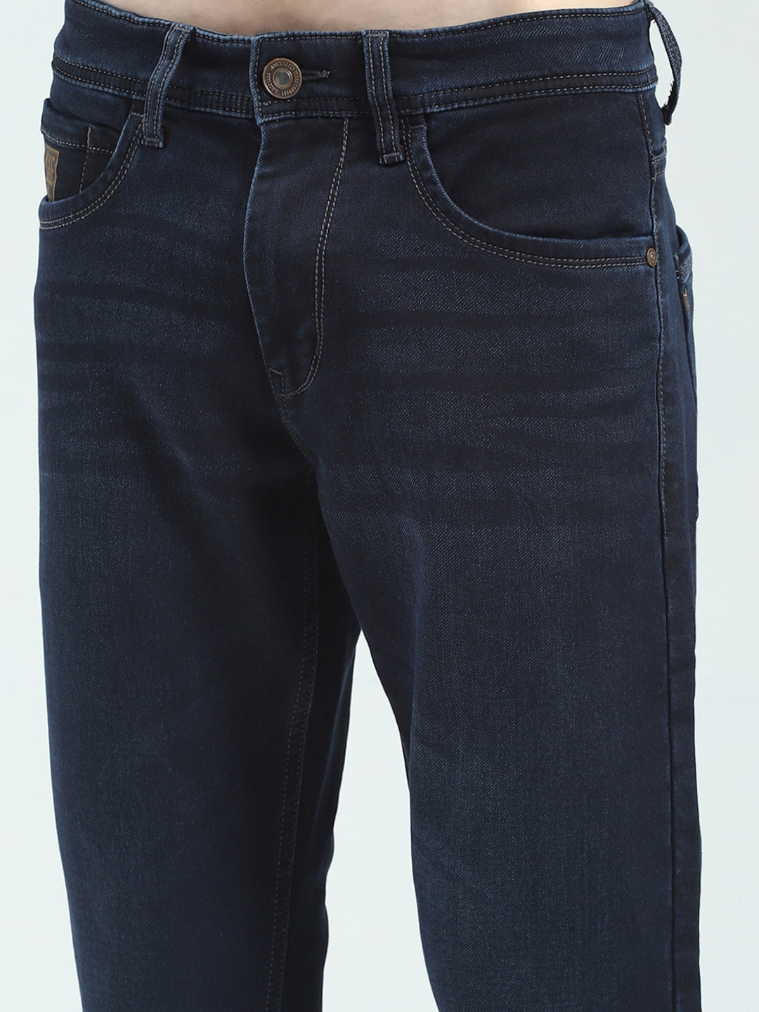 Men Blue Solid Ankle Length Denim