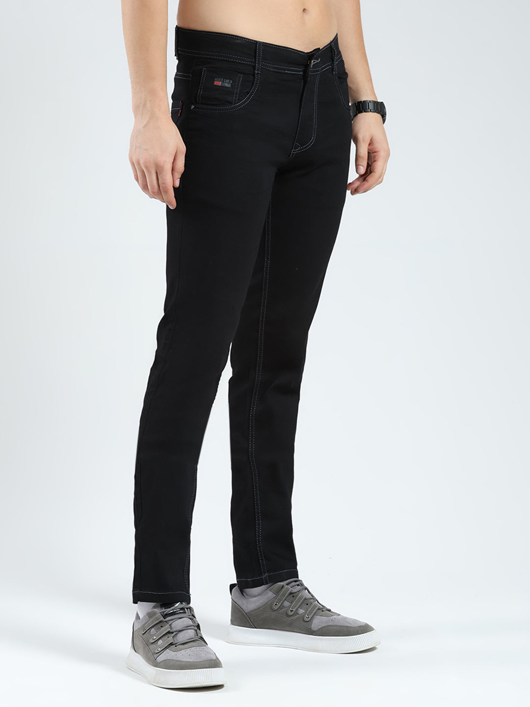 Men Black Solid Skinny Fit Denim