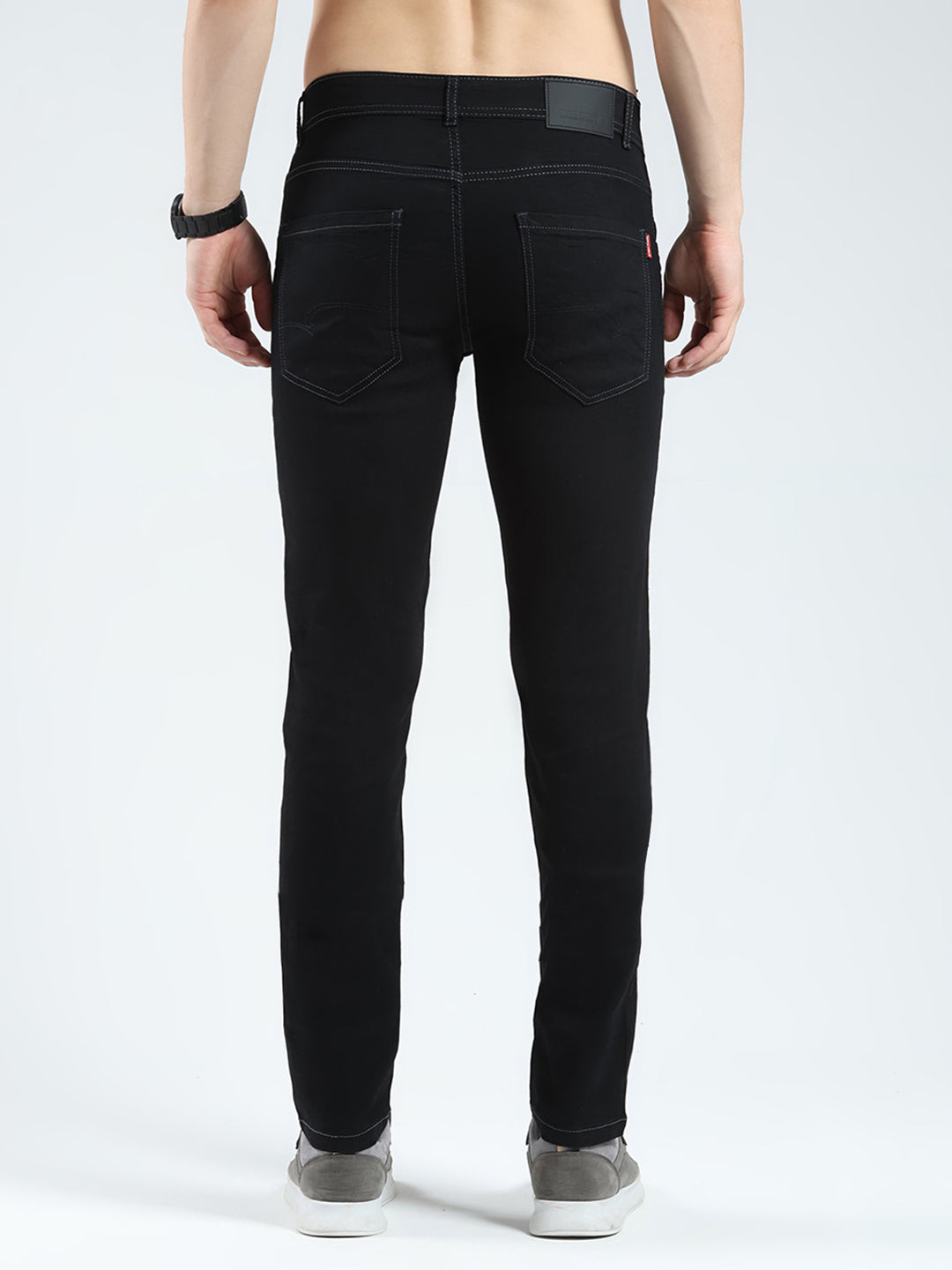 Men Black Solid Skinny Fit Denim