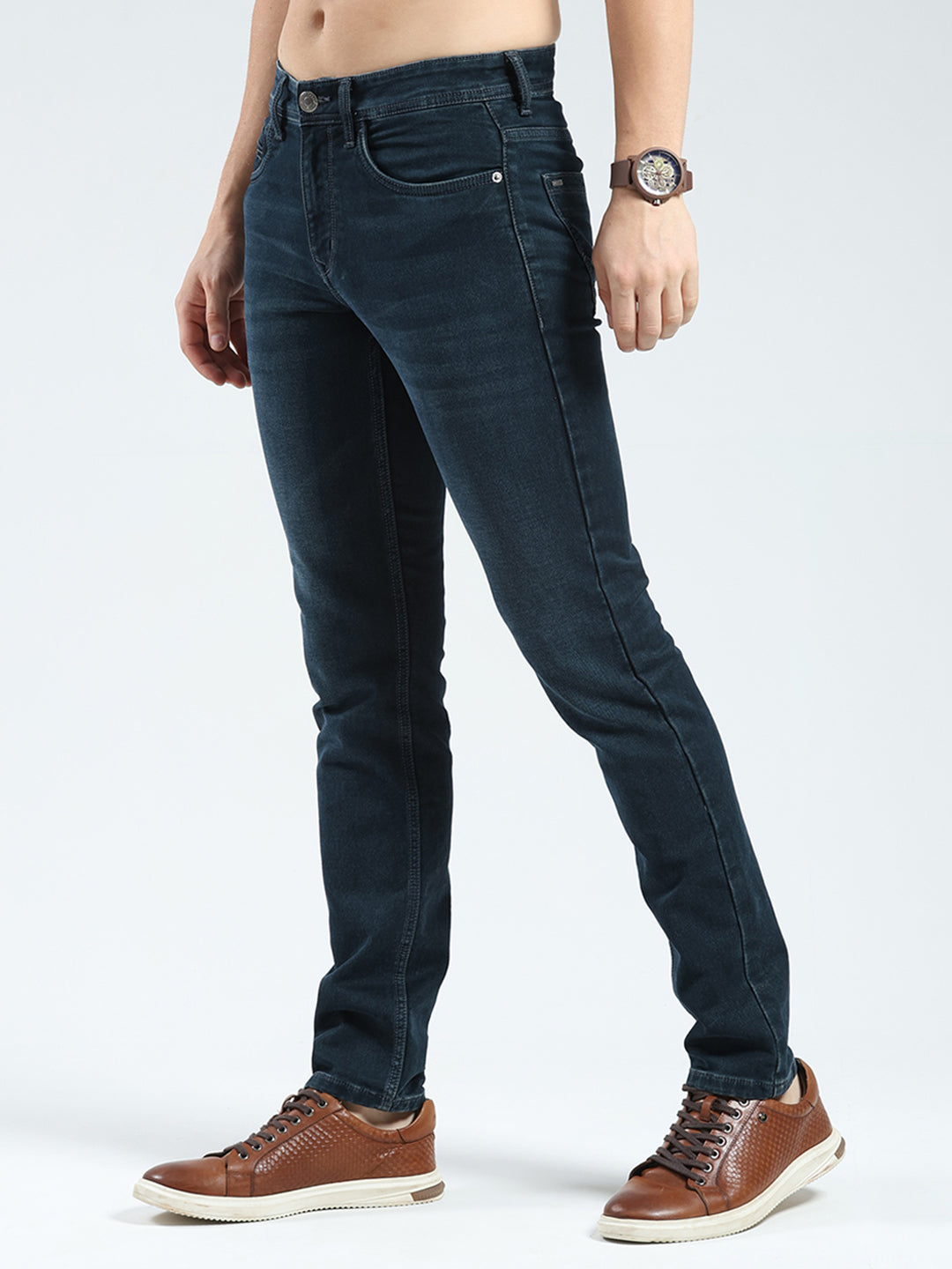 Men Blue Light Wash Skinny Fit Denim
