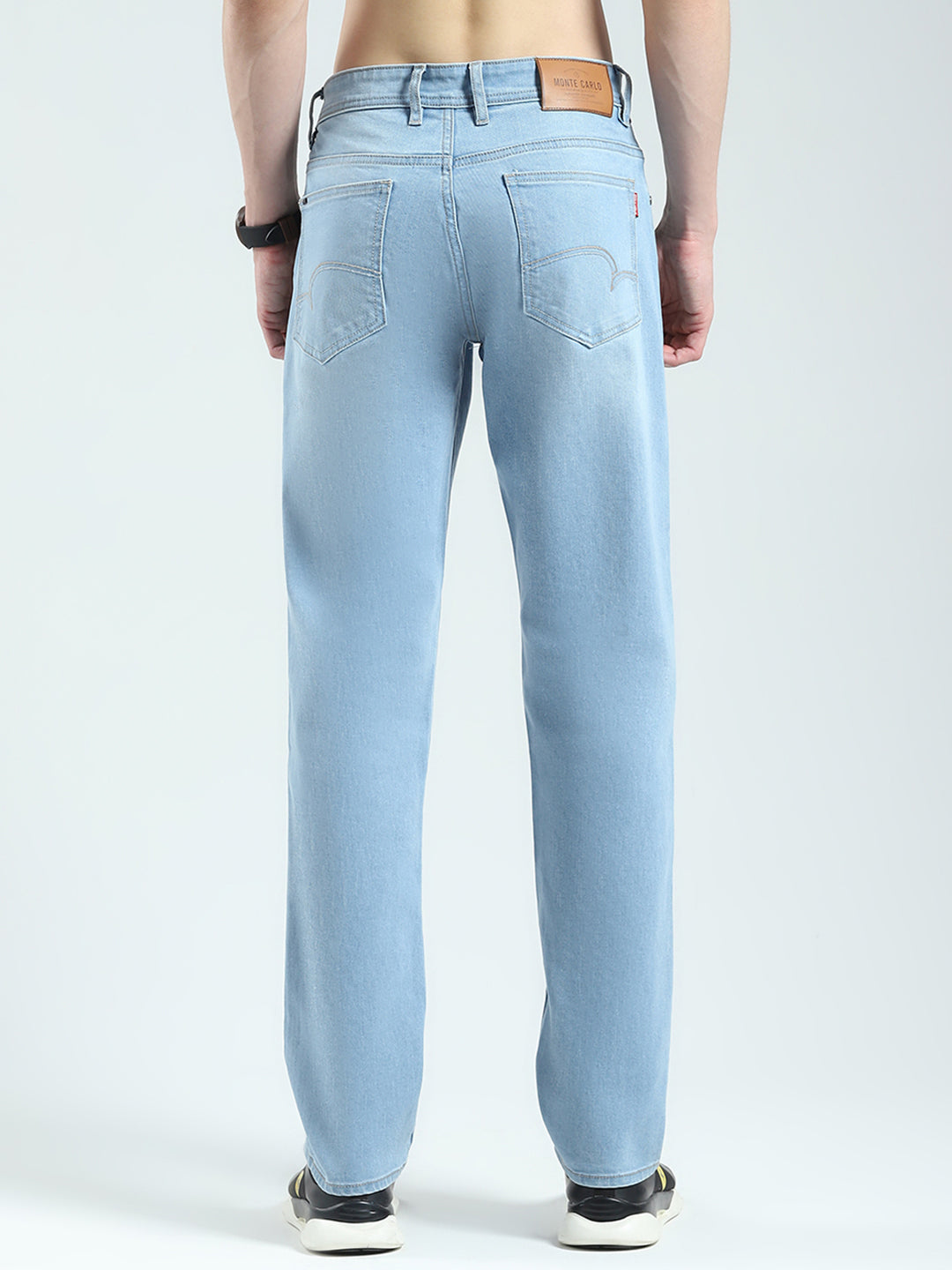 Men Blue Solid Straight Fit Denim