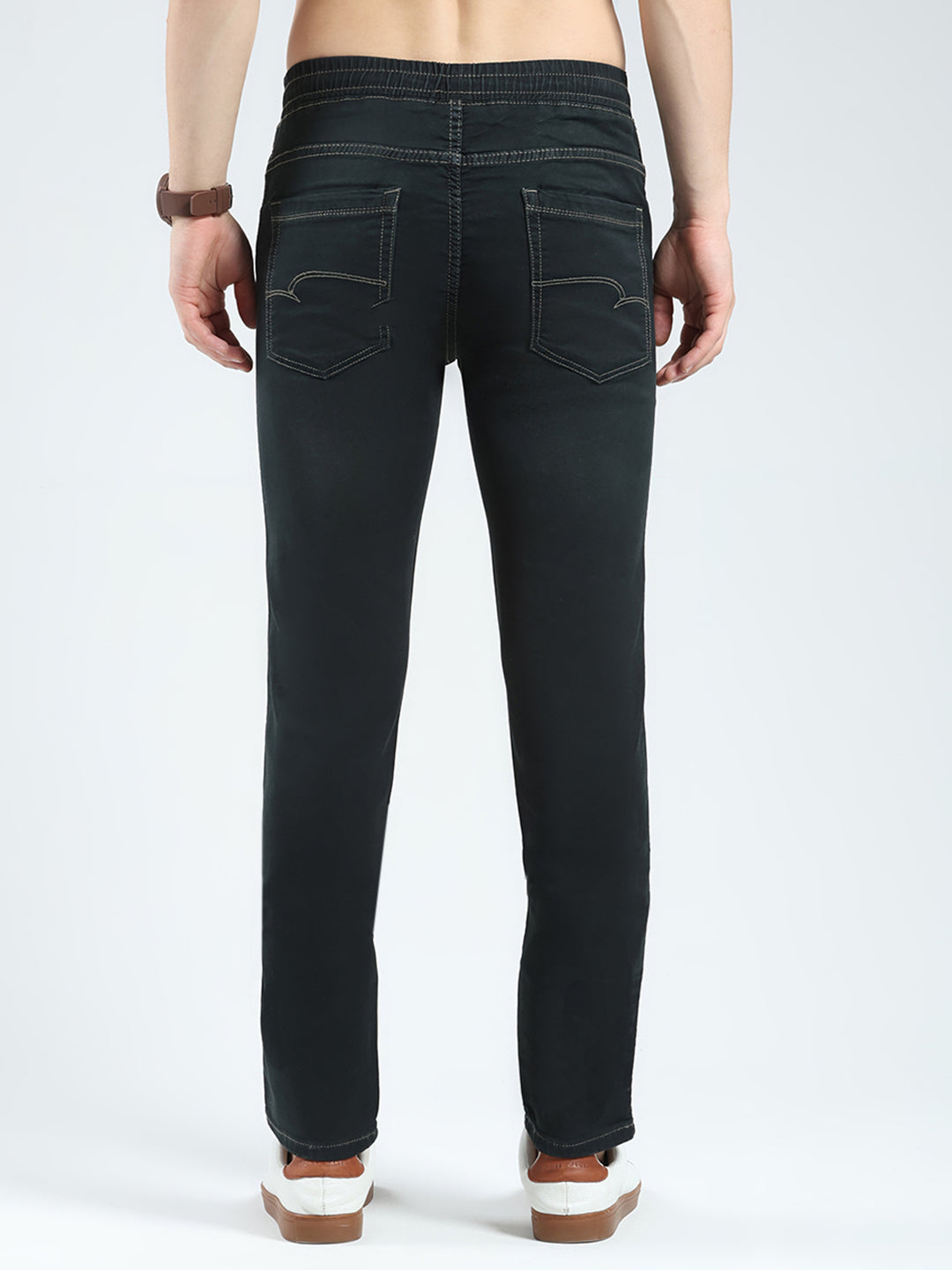 Men Black Solid Slim Fit Denim