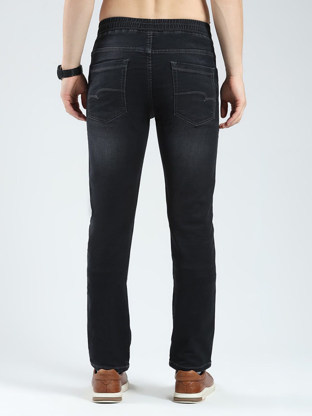 Men Black Solid Slim Fit Denim