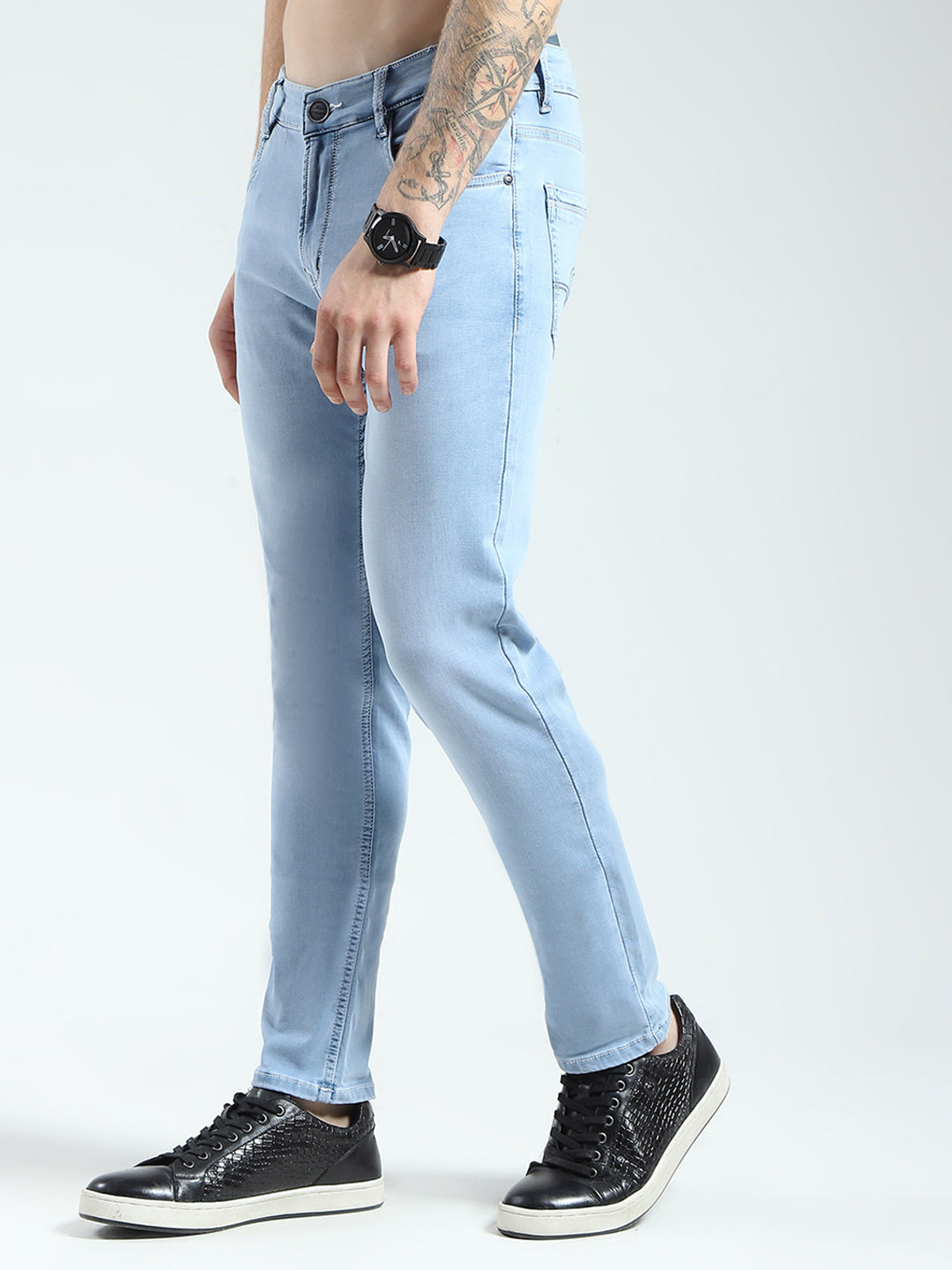 Men Blue Solid Skinny Fit Denim