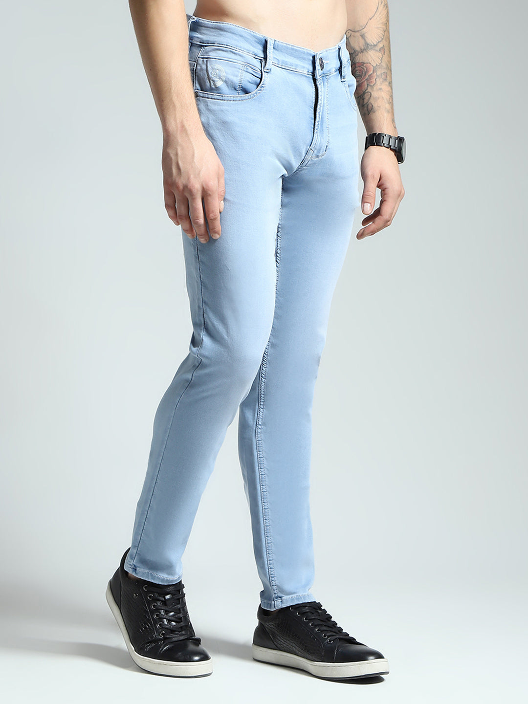 Men Blue Solid Skinny Fit Denim