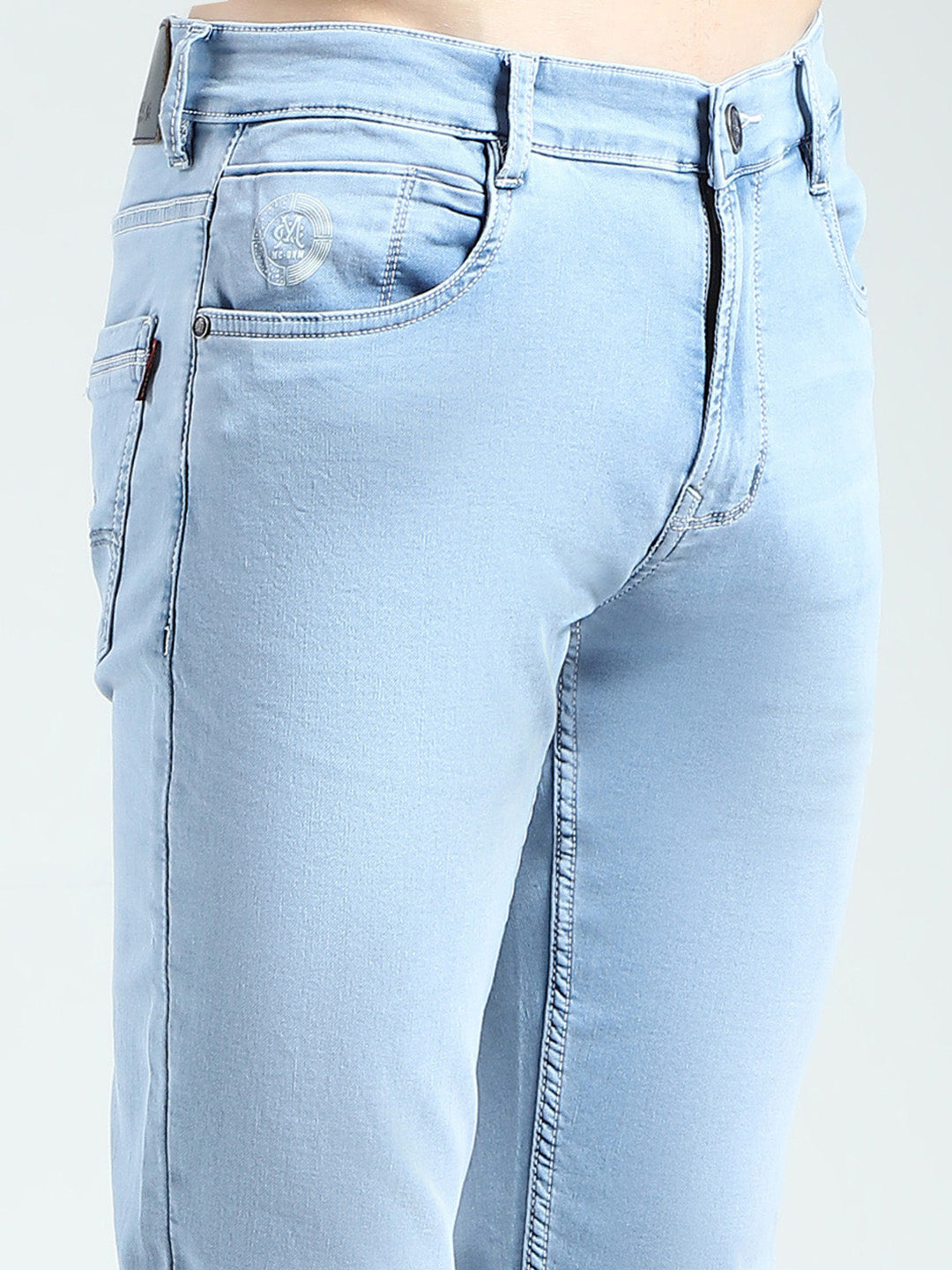 Men Blue Solid Skinny Fit Denim