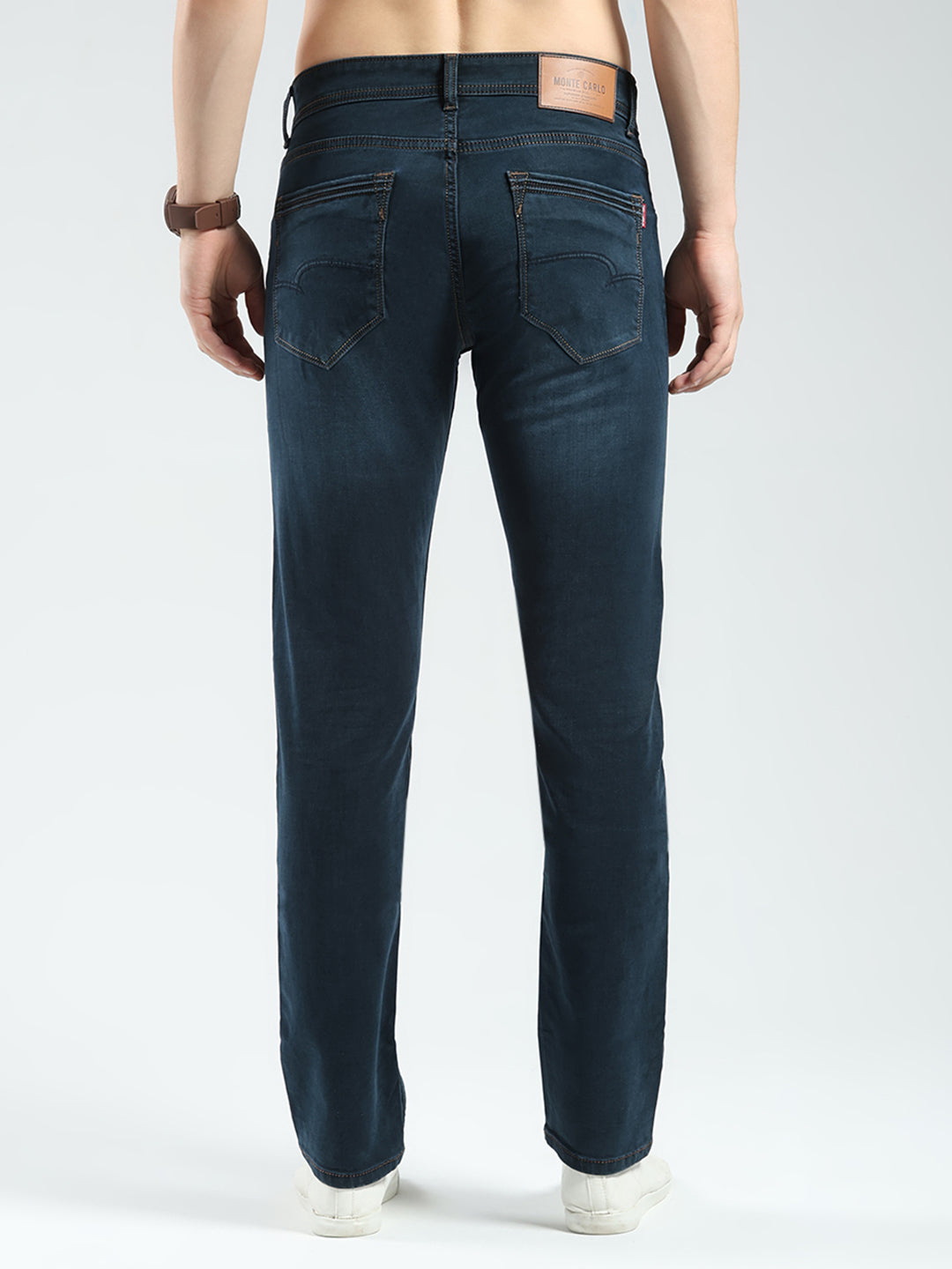 Men Green Solid Narrow Fit Denim