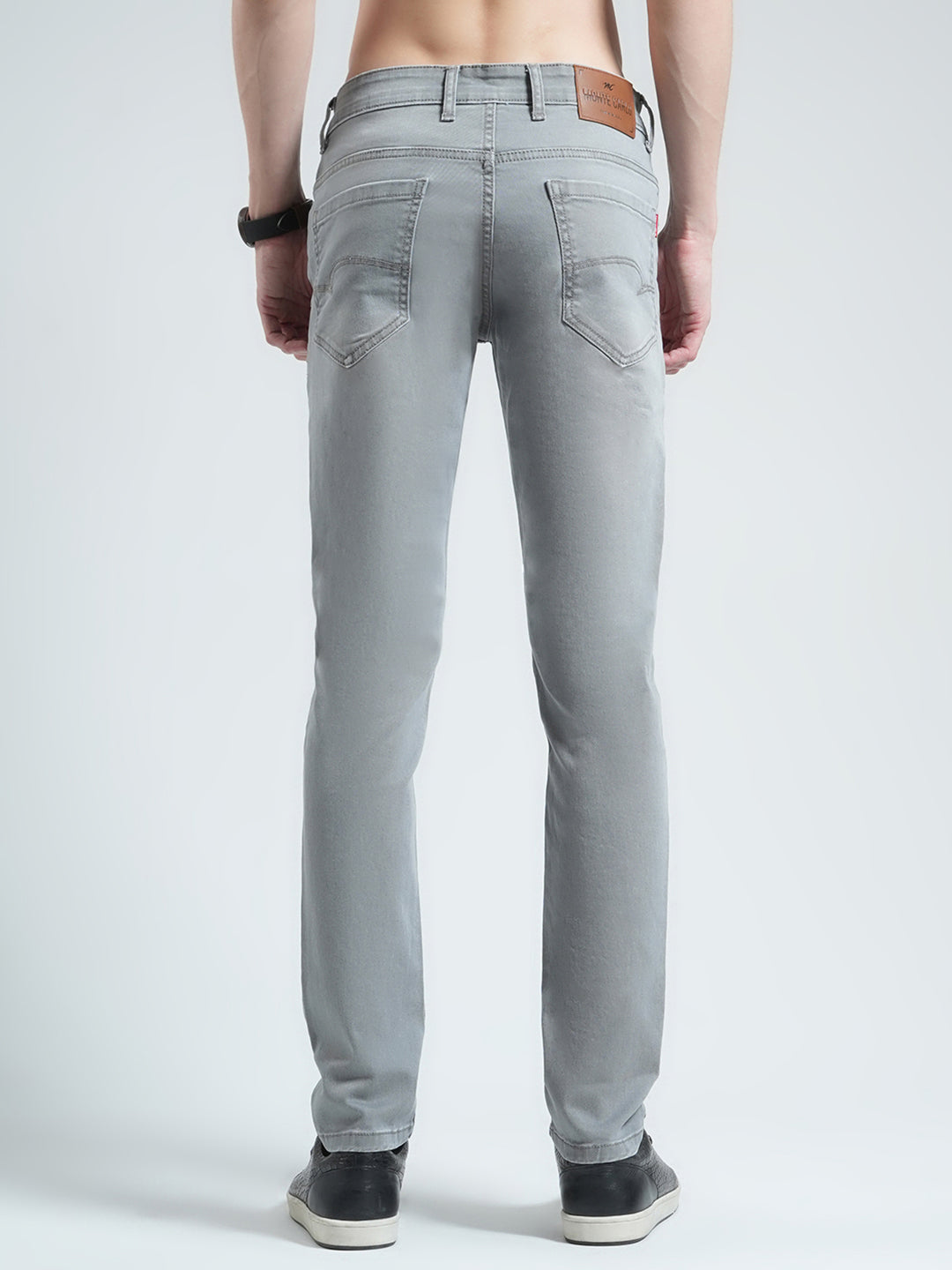 Men Grey Solid Skinny Fit Denim