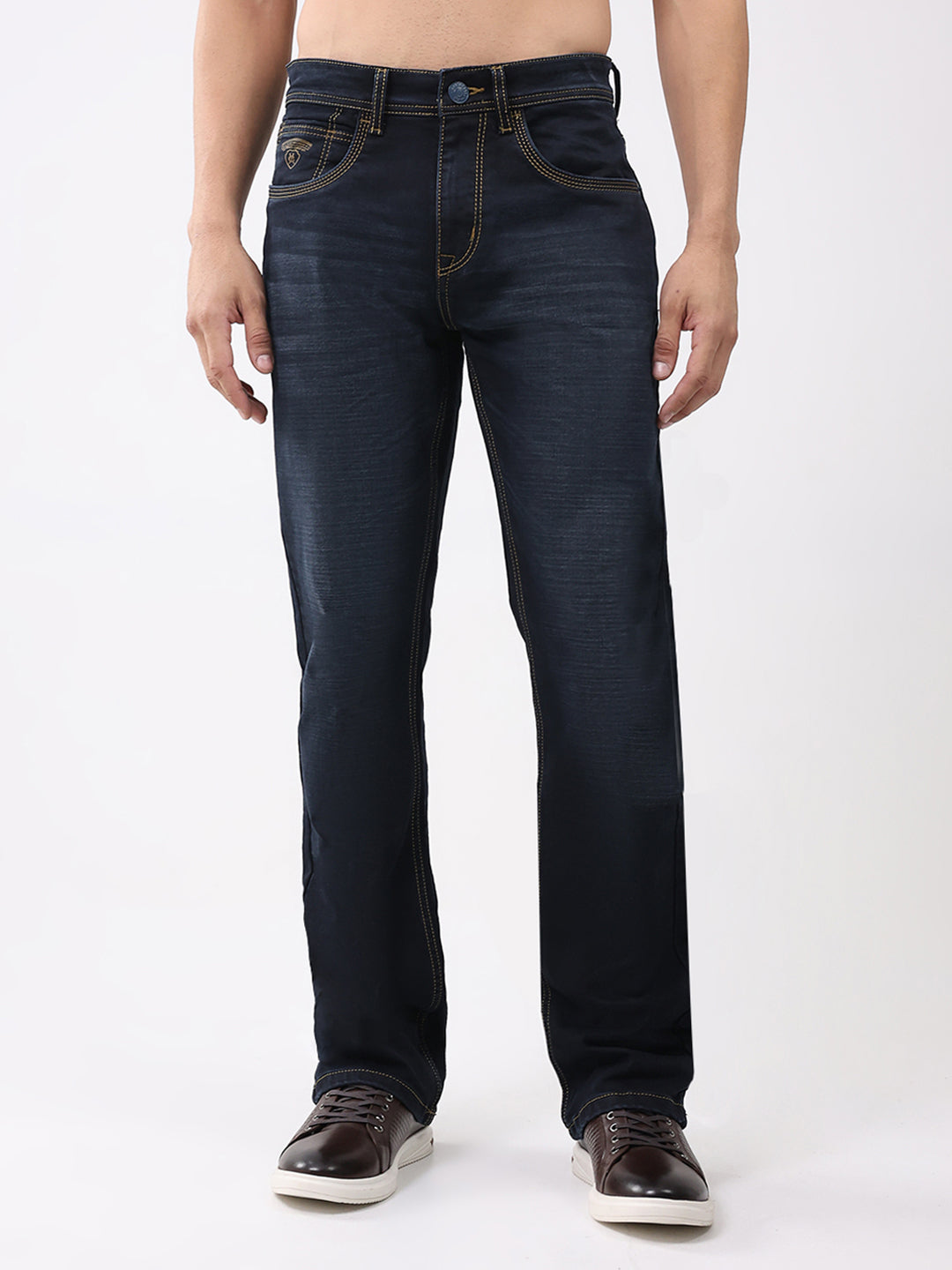 Men Blue Solid Bootcut Denim