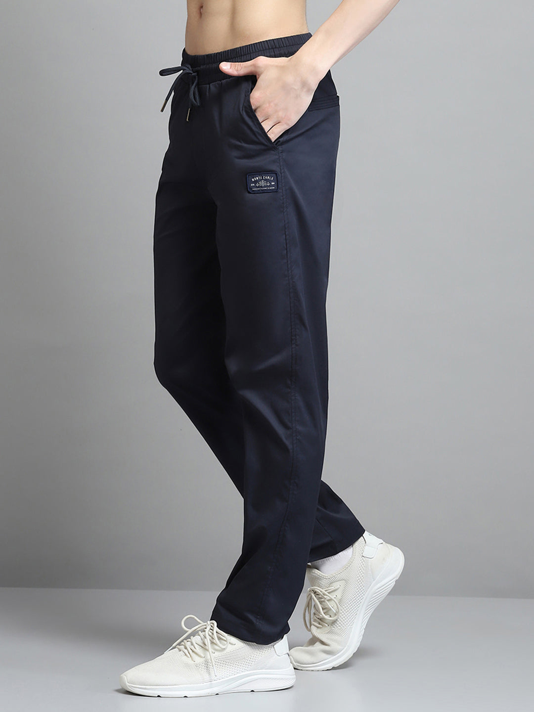 Men Navy Blue Solid Regular Fit Lower