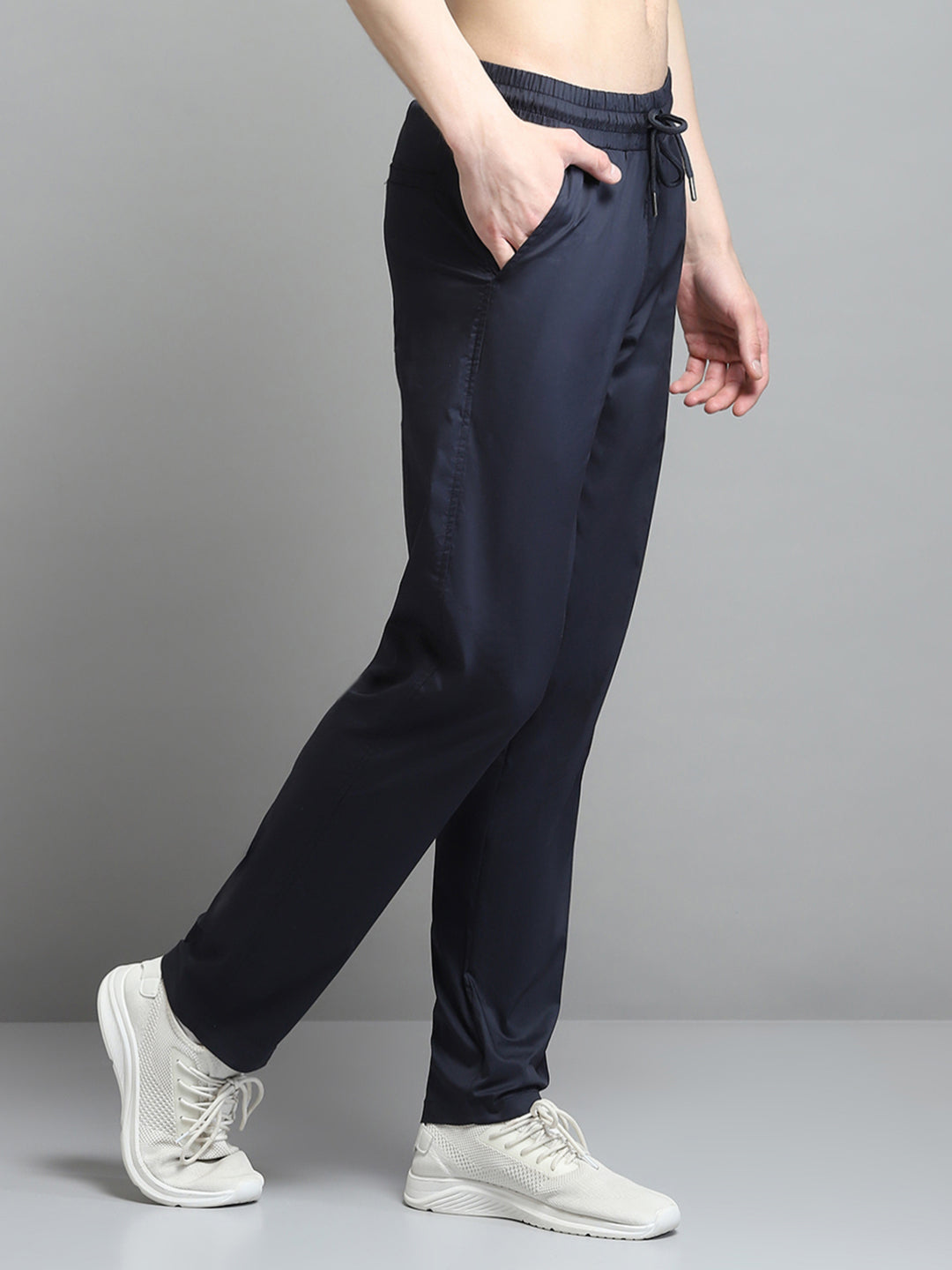 Men Navy Blue Solid Regular Fit Lower