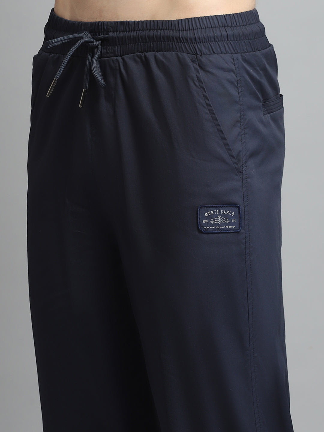 Men Navy Blue Solid Regular Fit Lower