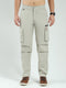 Men Grey Solid Regular Fit Cargo