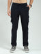 Men Navy Blue Solid Regular Fit Cargo