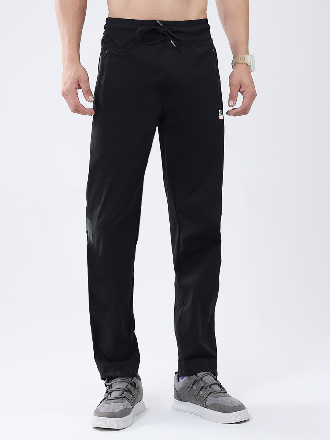 Men Black Solid Regular Fit Winter Lower