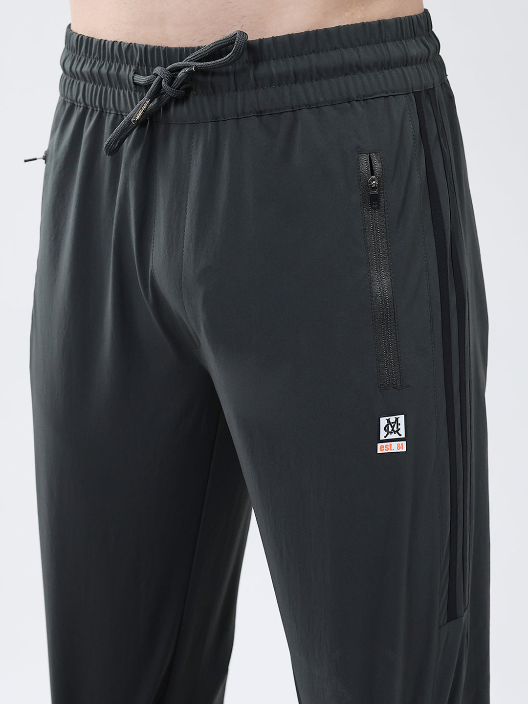 Men Dark Grey Solid Regular Fit Winter Lower