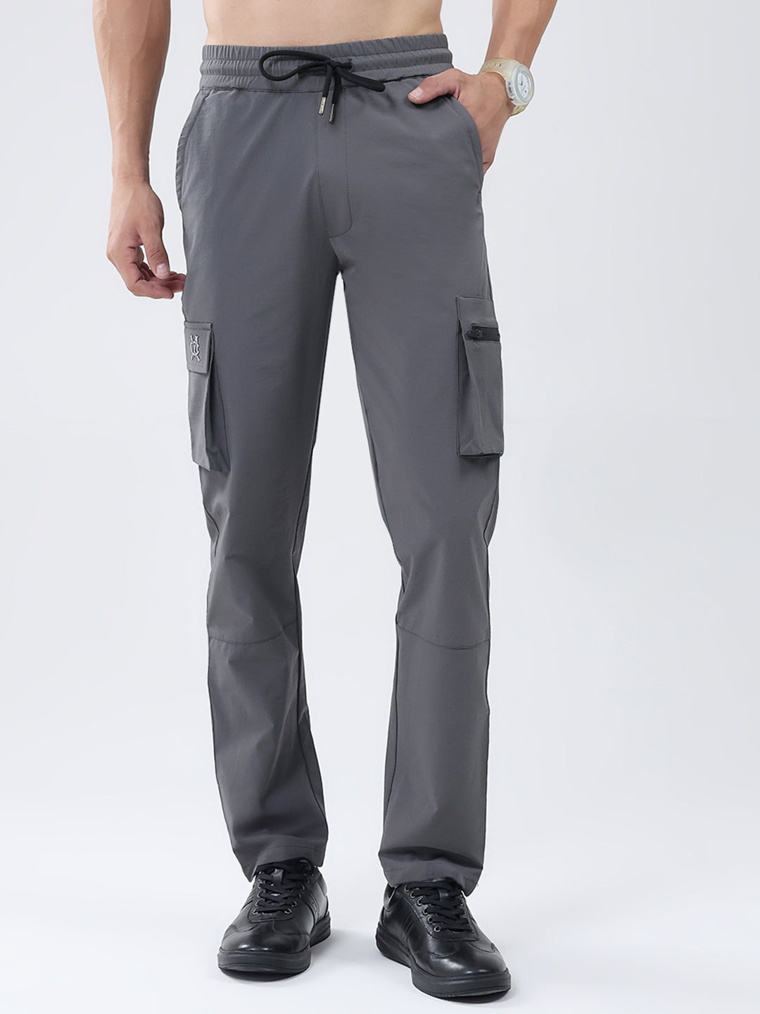 Men Dark Grey Solid Regular Fit Winter Lower