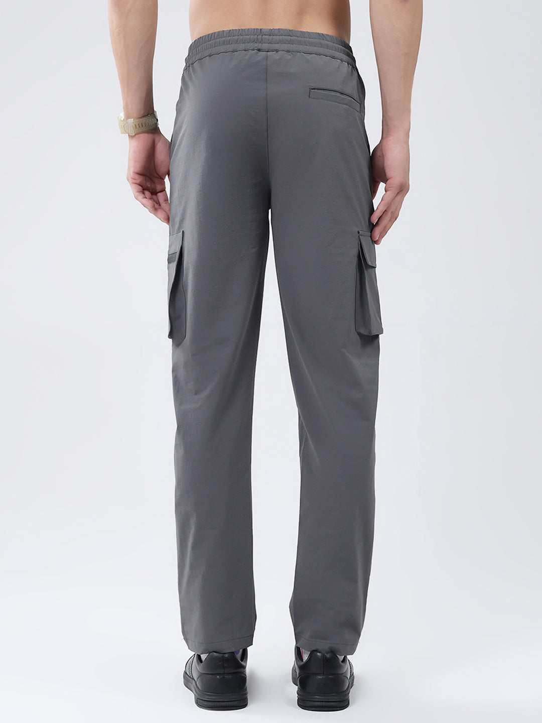 Men Dark Grey Solid Regular Fit Winter Lower