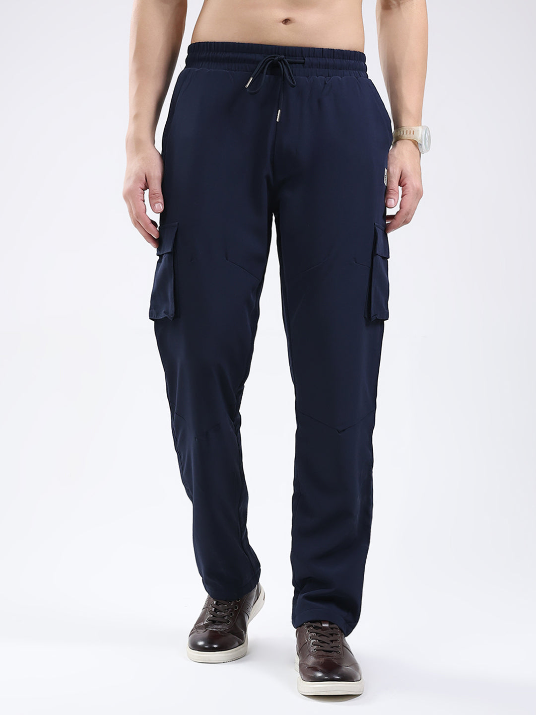 Men Blue Solid Regular Fit Winter Lower