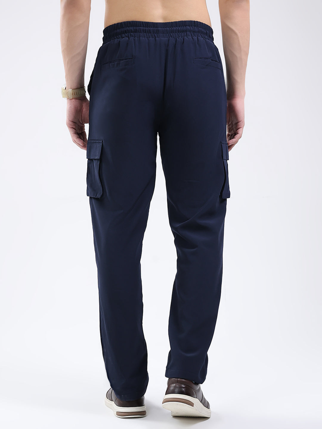 Men Blue Solid Regular Fit Winter Lower