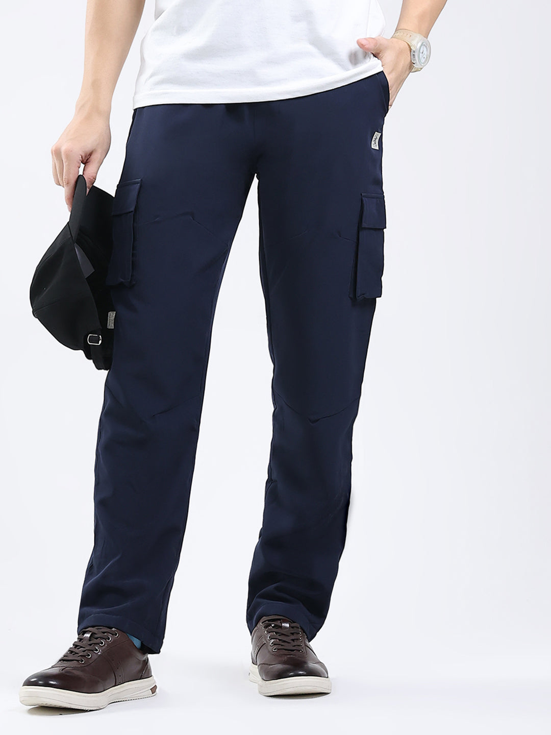 Men Blue Solid Regular Fit Winter Lower