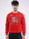 Men Red Printed Round Neck Full Sleeve Sweatshirt