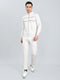Men Off White Solid Mandarin Collar Full Sleeve Winter Tracksuit