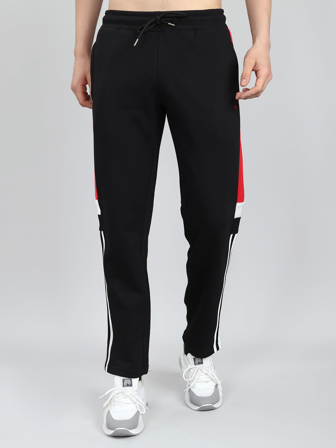 Men Navy Blue Solid Mandarin Collar Full Sleeve Winter Tracksuit