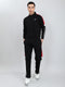 Men Black Solid Mandarin Collar Full Sleeve Winter Tracksuit