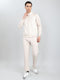 Men Cream Stripe Round Neck Full Sleeve Winter Tracksuit
