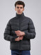 Men Grey Solid Hooded Full Sleeve Jacket