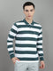 Men Green Stripe Collar Full Sleeve Winter T-Shirt
