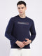 Men Navy Blue Solid Round Neck Full Sleeve Sweatshirt