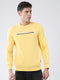 Men Yellow Solid Round Neck Full Sleeve Sweatshirt