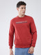 Men Rust Solid Round Neck Full Sleeve Sweatshirt