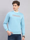 Men Sky Blue Printed Round Neck Full Sleeve Sweatshirt