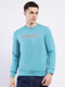 Men Blue Solid Round Neck Full Sleeve Sweatshirt