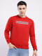 Men Red Solid Round Neck Full Sleeve Sweatshirt