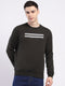 Men Olive Solid Round Neck Full Sleeve Sweatshirt