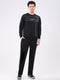 Men Black Printed Collar Full Sleeve Winter Tracksuit