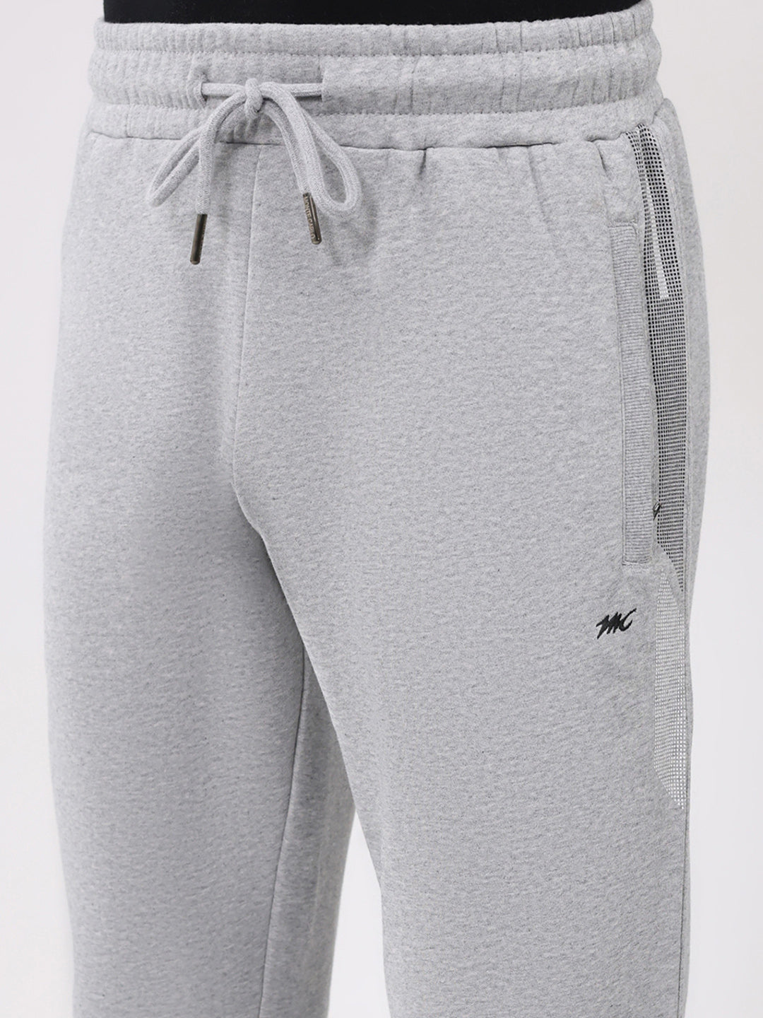 Men Grey Printed Collar Full Sleeve Winter Tracksuit
